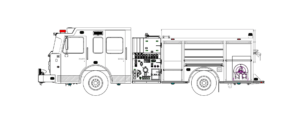 Ferrara F-180 Model 3112 Side Mount Pumper Drawing