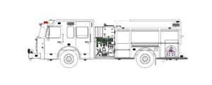 Ferrara F-180 Pumper Model 3114 Side Mount Pumper Drawing